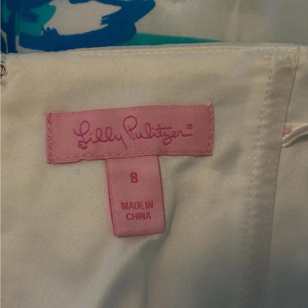 Lilly Pulitzer Langley Strapless Dress Shorely Blue Tossing the Line Preppy - Picture 5 of 5